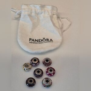 Pandora Murano Glass Charm Beads Set Of 7